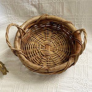 Woven TWIG and BAMBOO Rimmed BASKET